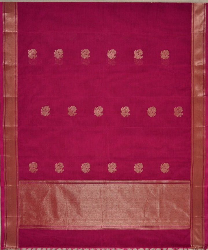 Pink gold handwoven kanchi cotton saree