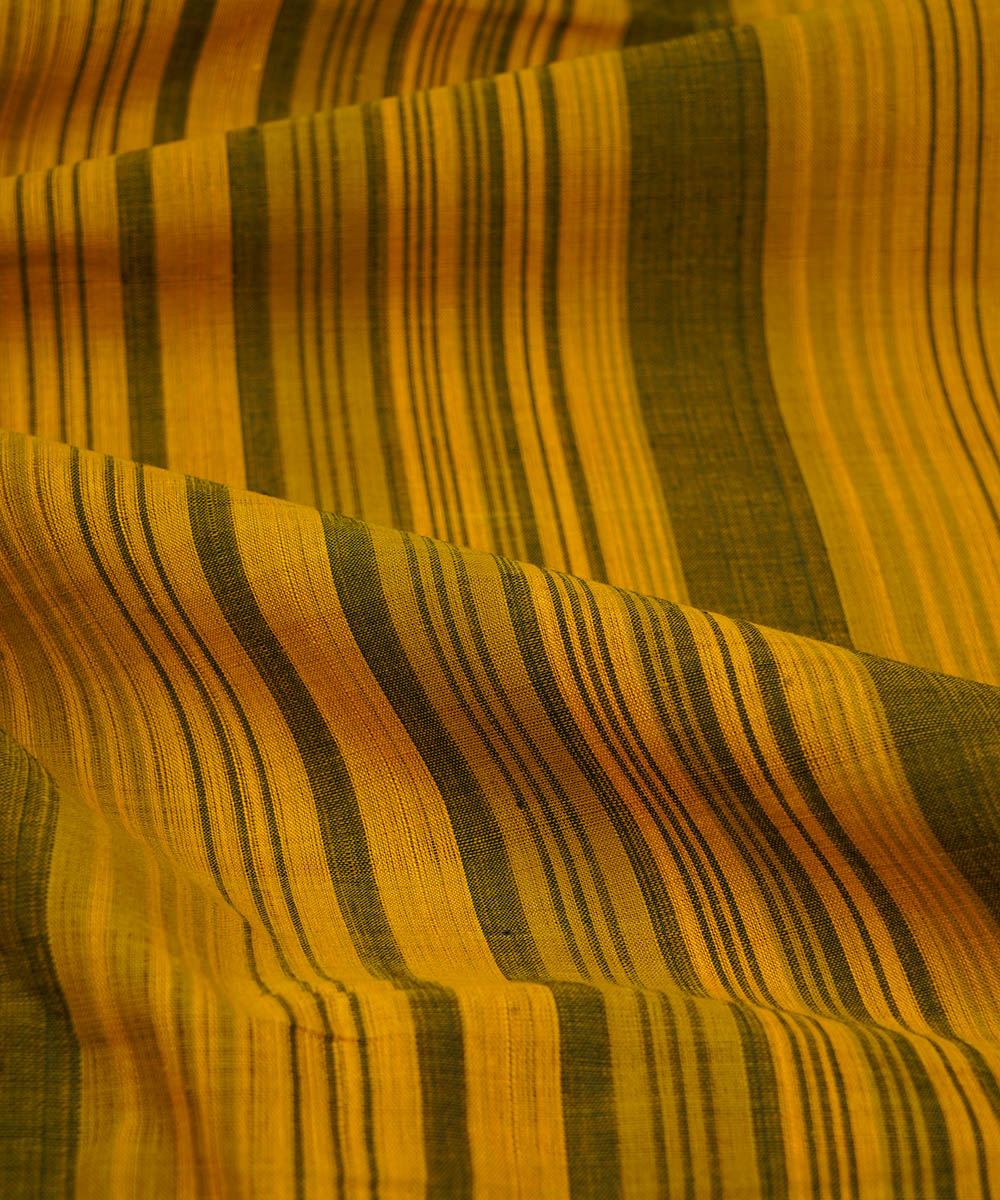 1m Mustard handwoven stripe cotton mangalagiri fabric