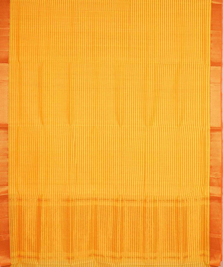 Yellow checks gold big border cotton handwoven mangalagiri saree