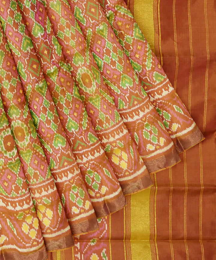 Orange silk handloom patola saree
