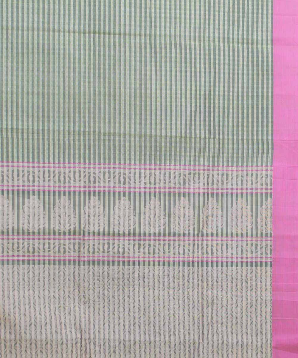 Green Stripe Handloom Paramakudi Cotton Saree