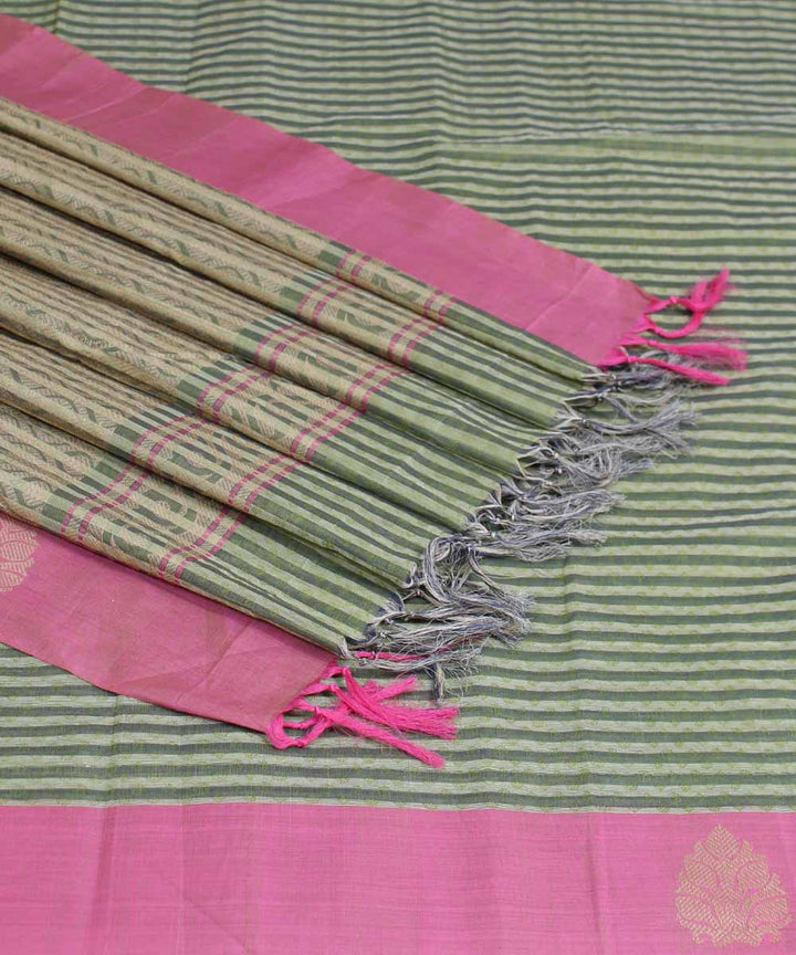 Green Stripe Handloom Paramakudi Cotton Saree