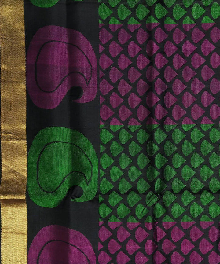 Black soft silk handloom saree