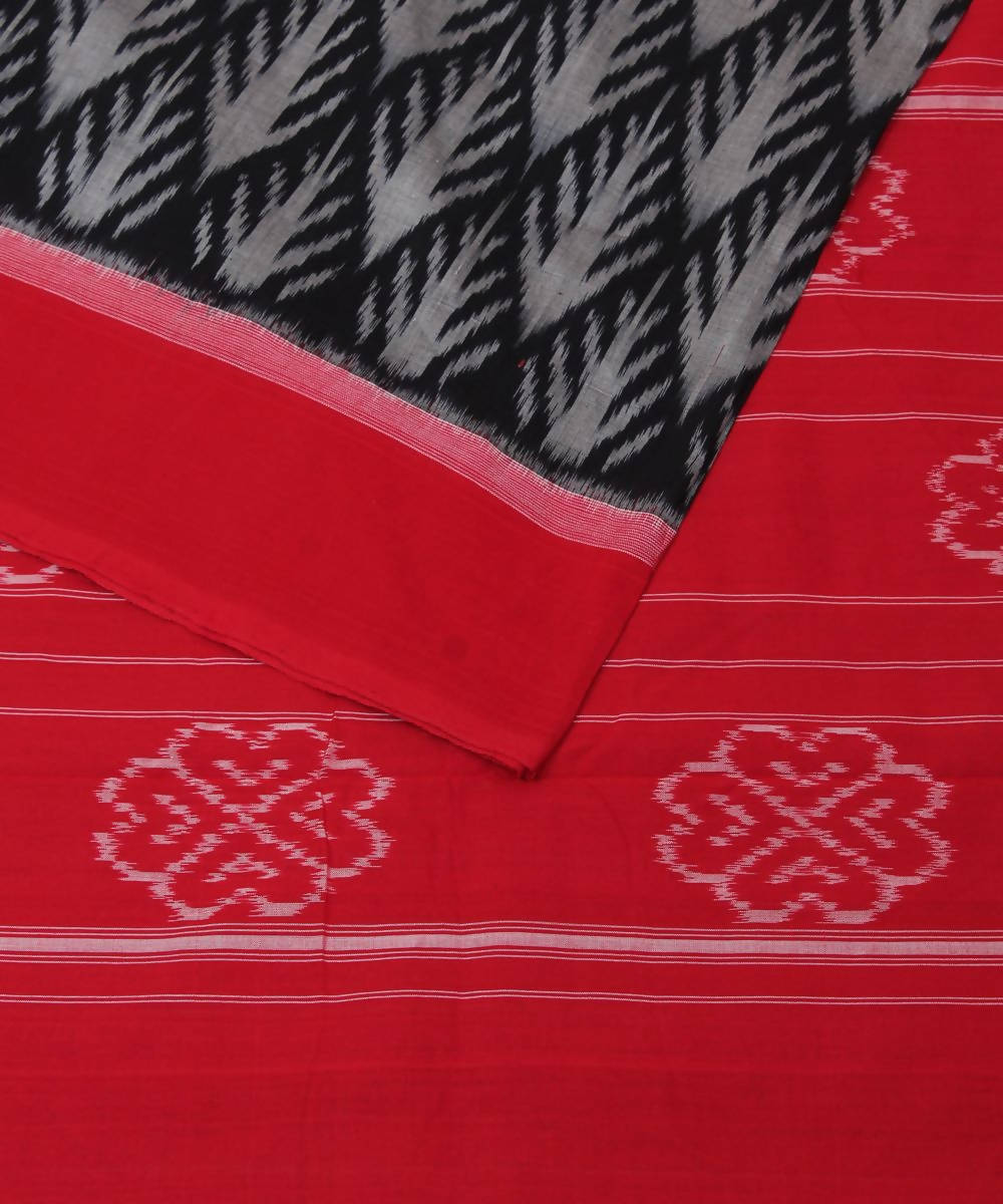 Black red handloom cotton ikkat pochampally saree