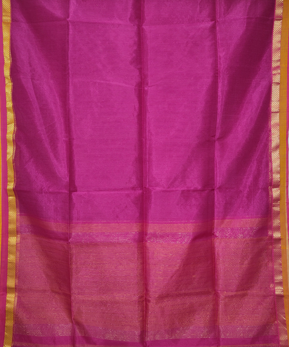 Magenta yellow handwoven cotton silk maheshwari saree