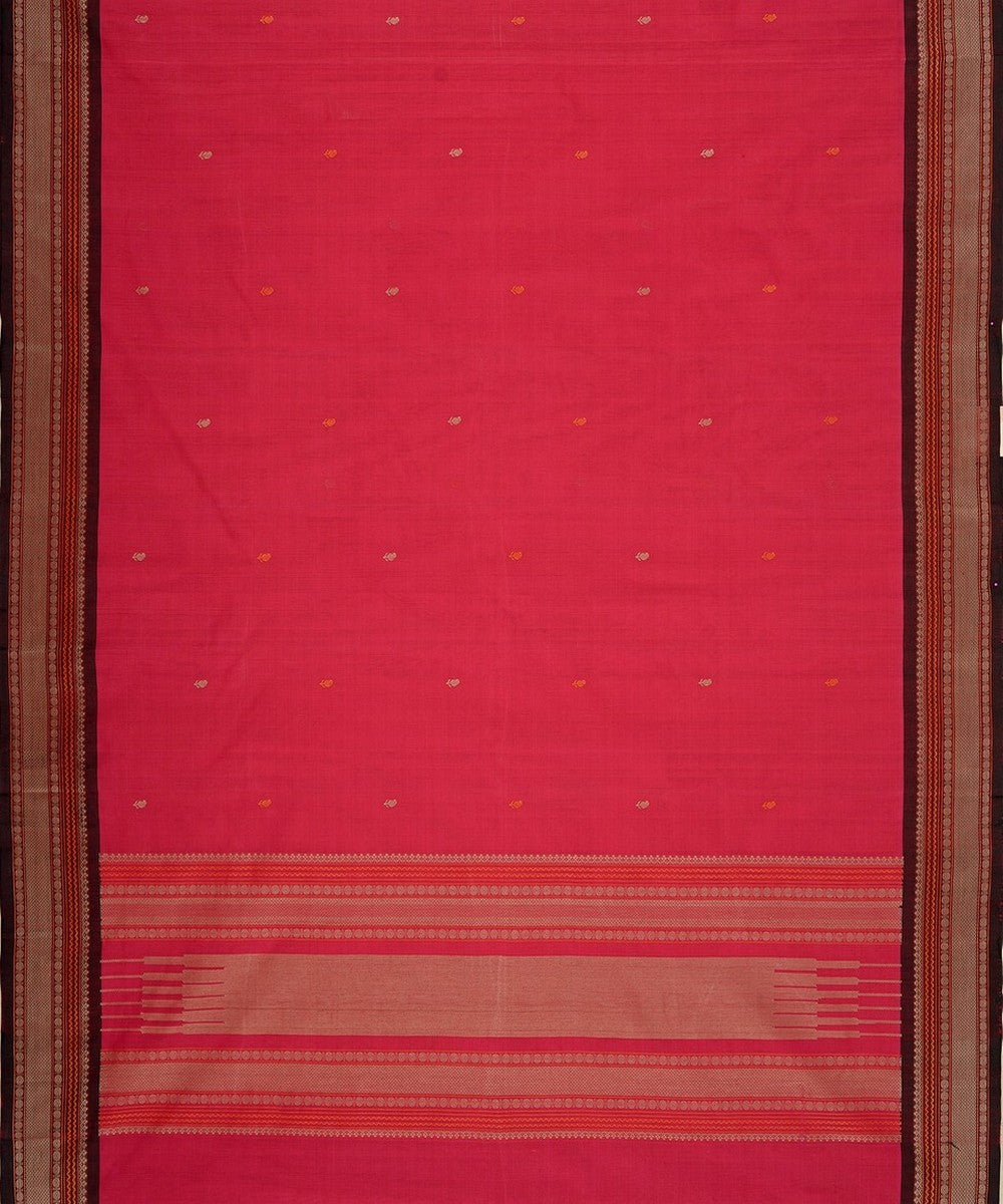 Pink thread work thread work handwoven cotton kanchi saree