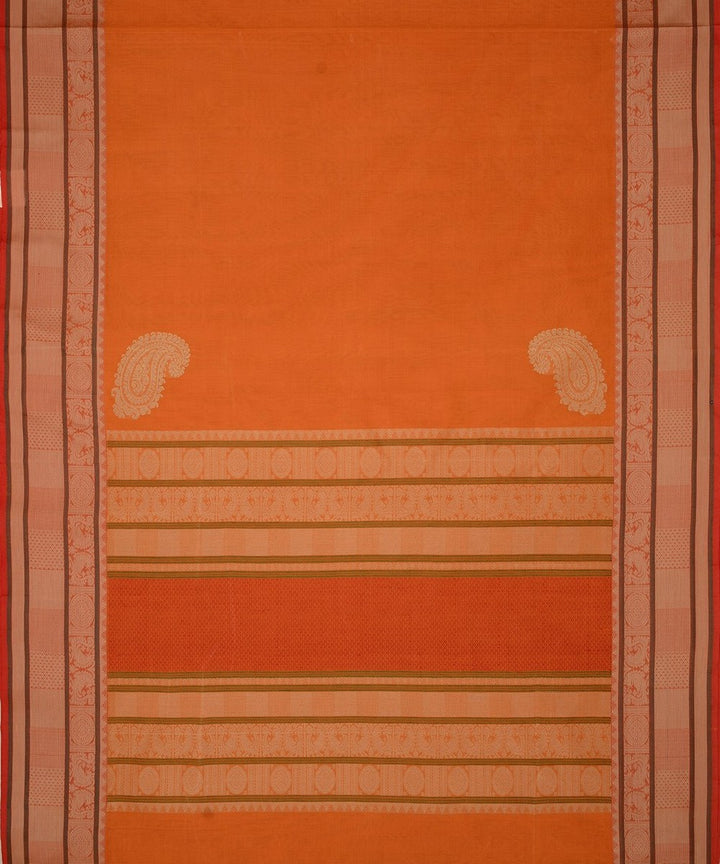 Orange thread work thread work handwoven cotton kanchi saree