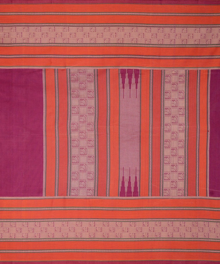 Purple handwoven cotton kanchi saree