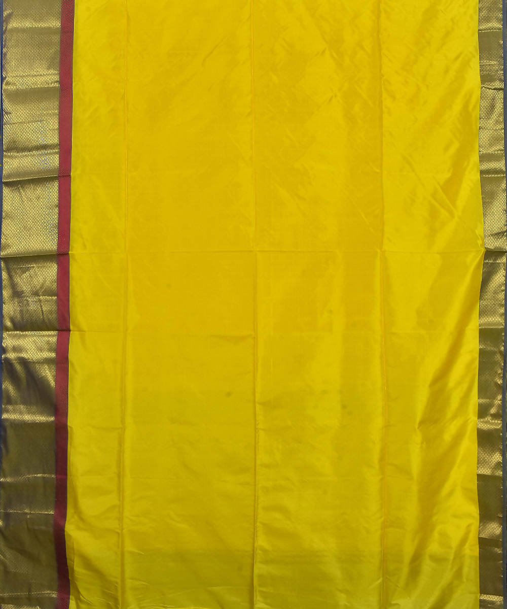 Handloom Yellow Maheshwari Silk Saree