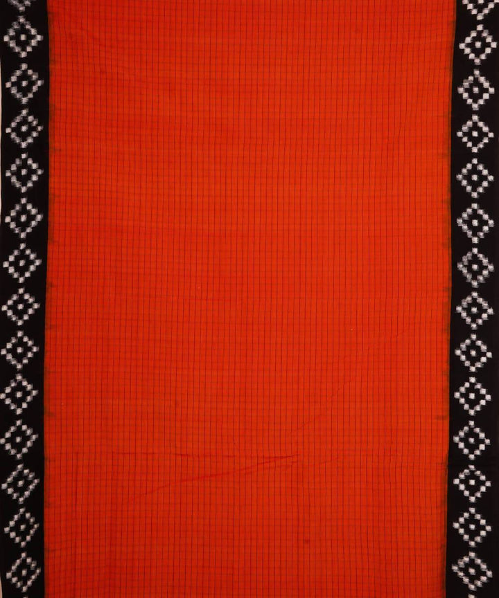 Orange black handloom ikkat cotton pochampally saree