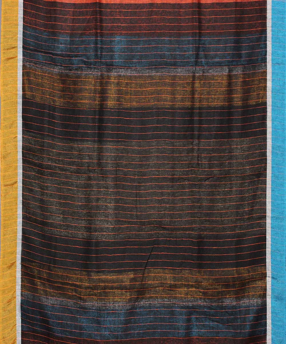 Rust handloom linen saree