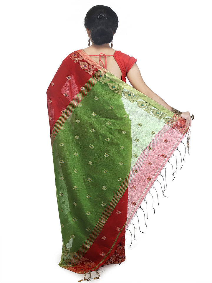 Maroon bengal handloom extraweft work saree