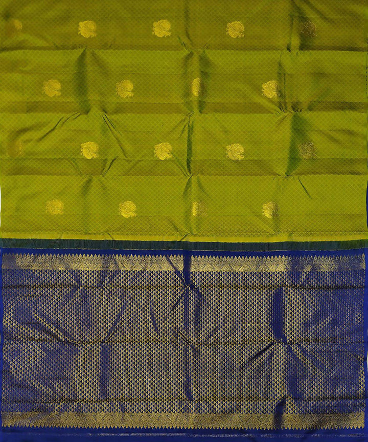 Green blue handloom partly kanchi silk saree