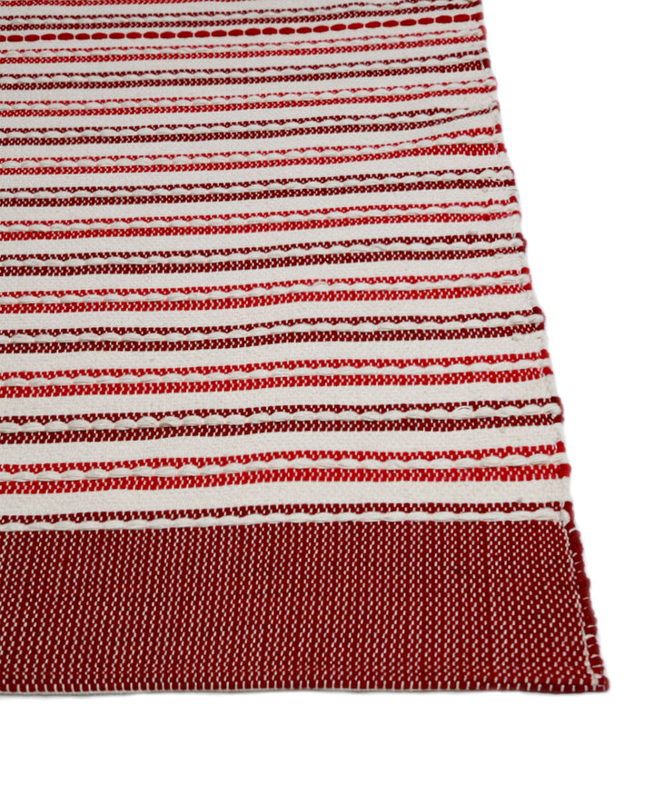 Maroon pink red handwoven cotton dhurrie