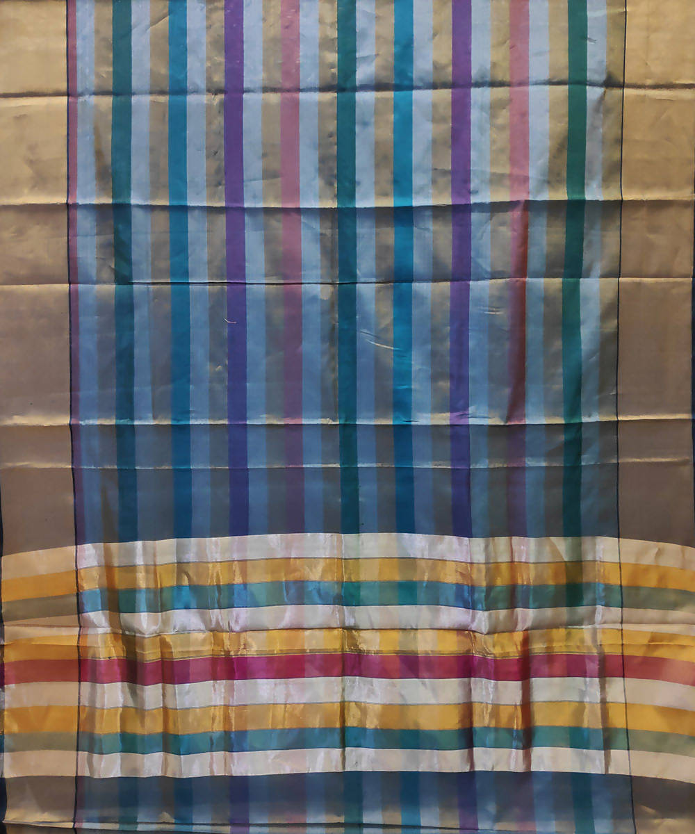 handwoven venkatagiri multicolor stripes cotton silk saree