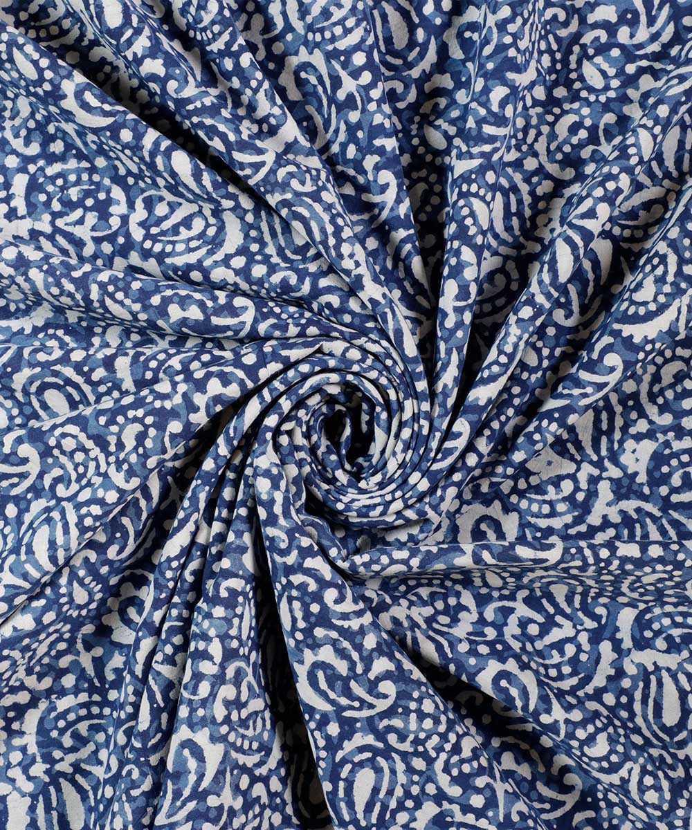 2.5m Blue hand block print cotton kurta material