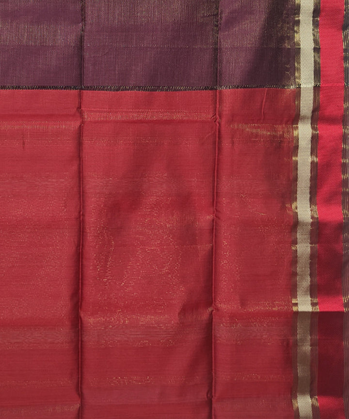 Wine and gold double shade handwoven cotton silk maheshwari saree