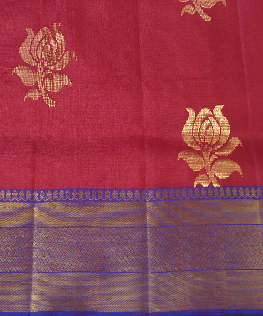 Maroon and Purple Handloom Soft Silk Saree