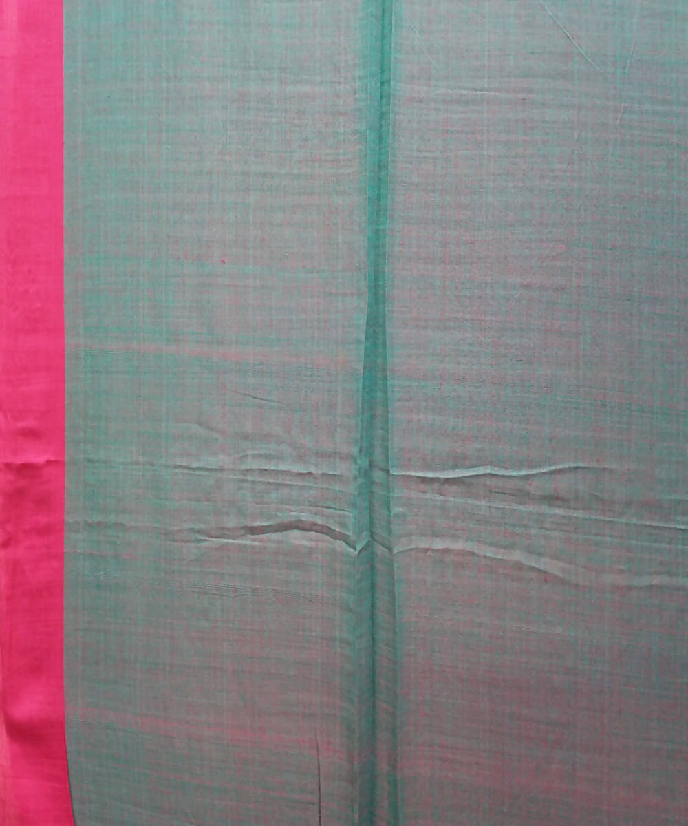 Bengal handspun handwoven cotton green and red saree