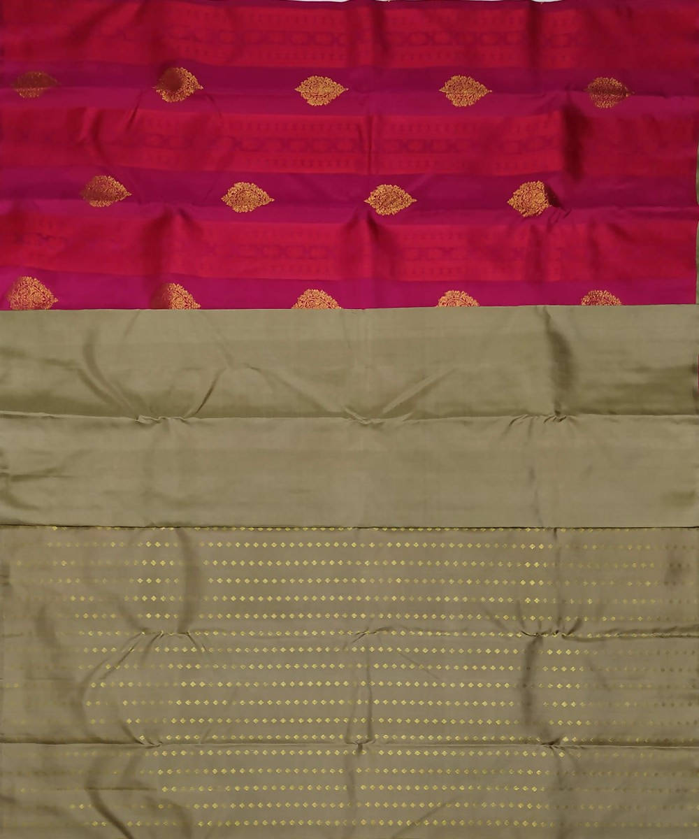 Pink purple handloom partly kanchi silk saree