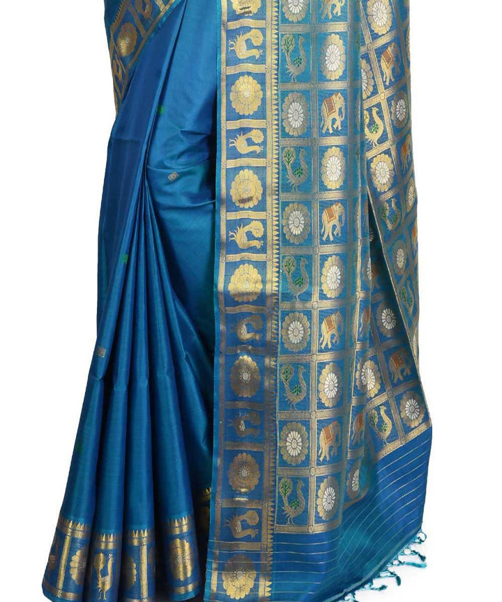 Midnight Blue Bengal handloom silk saree