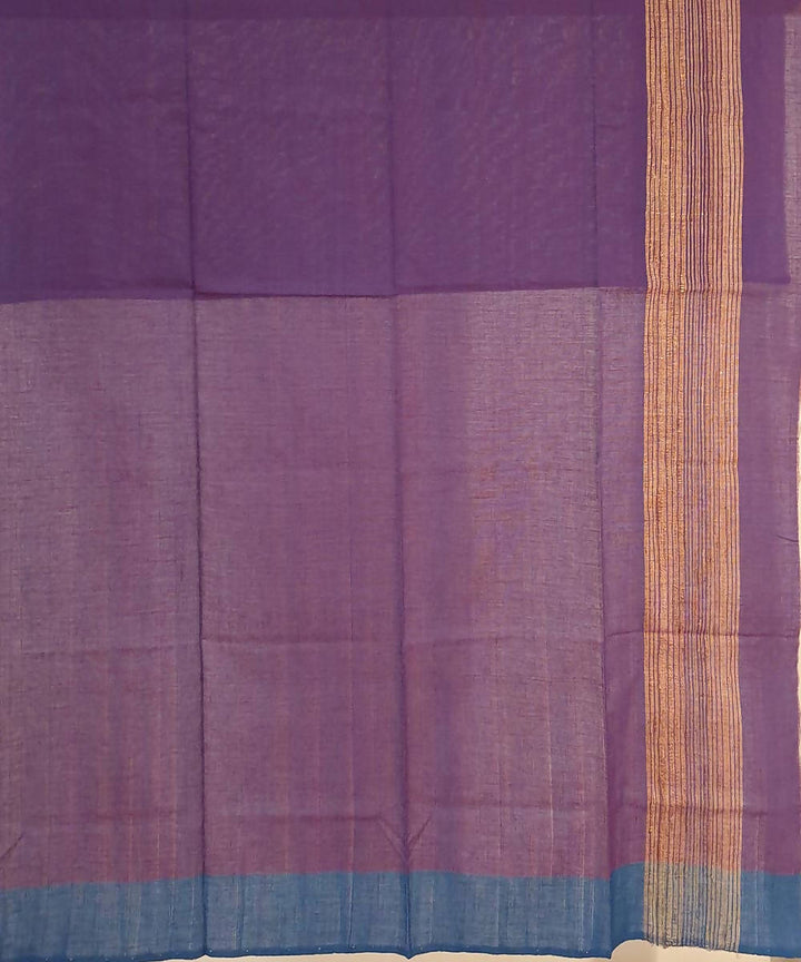 Purple blue assam handloom cotton and ghiccha saree