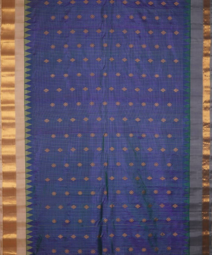 navy blue handloom gadwal silk saree