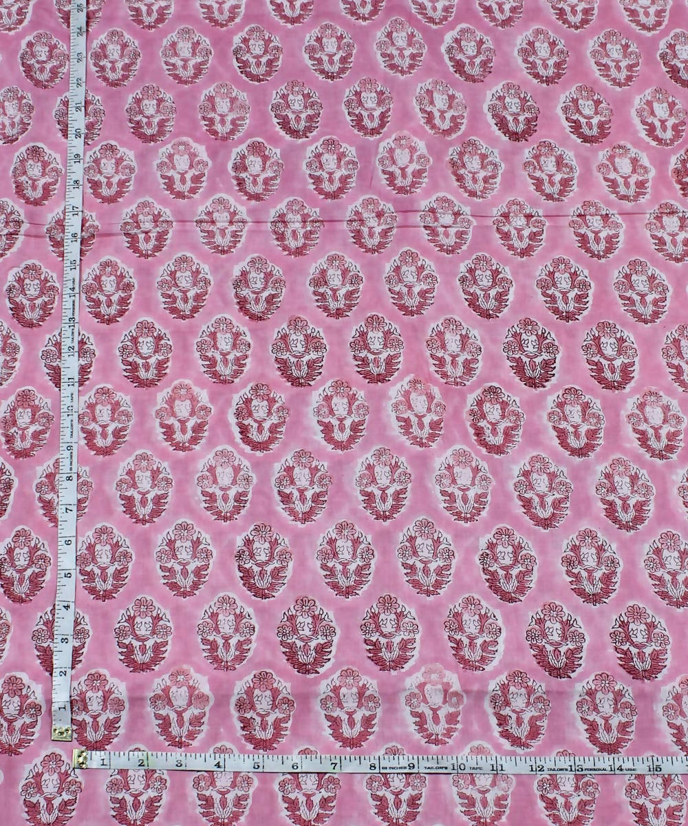 0.7m Pale Pink Handblock Print Cotton Fabric