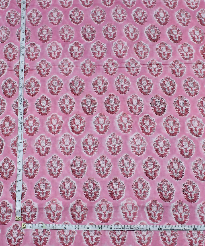 0.7m Pale Pink Handblock Print Cotton Fabric