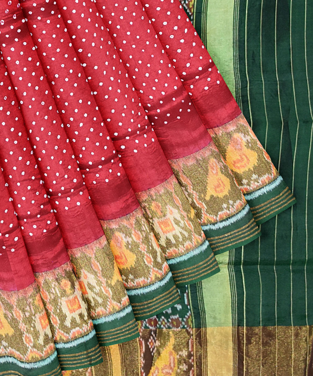 Maroon handwoven bandhani patola silk saree