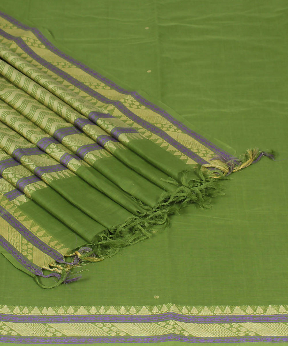 Handloom Parrot Green Dindigul Cotton Saree