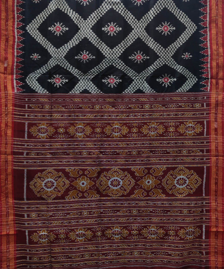 Black red silk handloom khandua saree