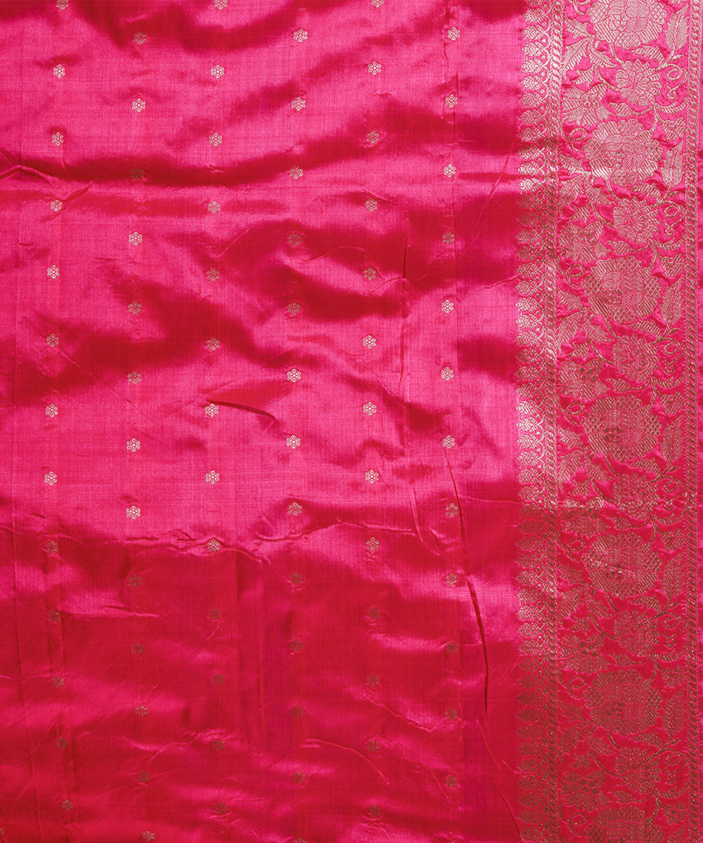 Lime green and pink silk handloom banarasi saree