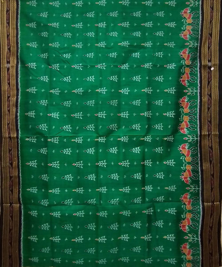 Forest green black silk handloom khandua saree