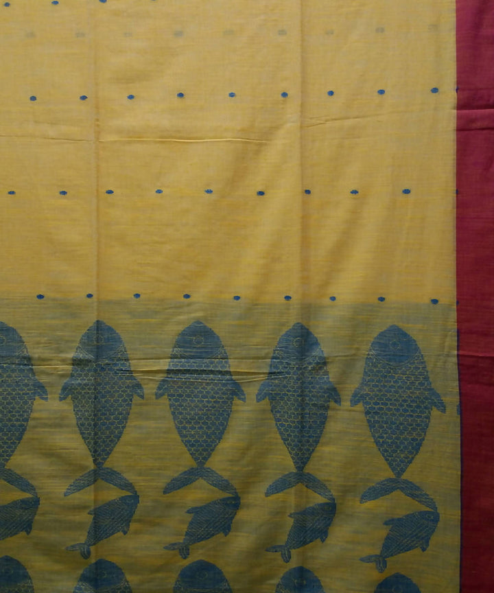 Bengal handspun handloom cotton yellow saree