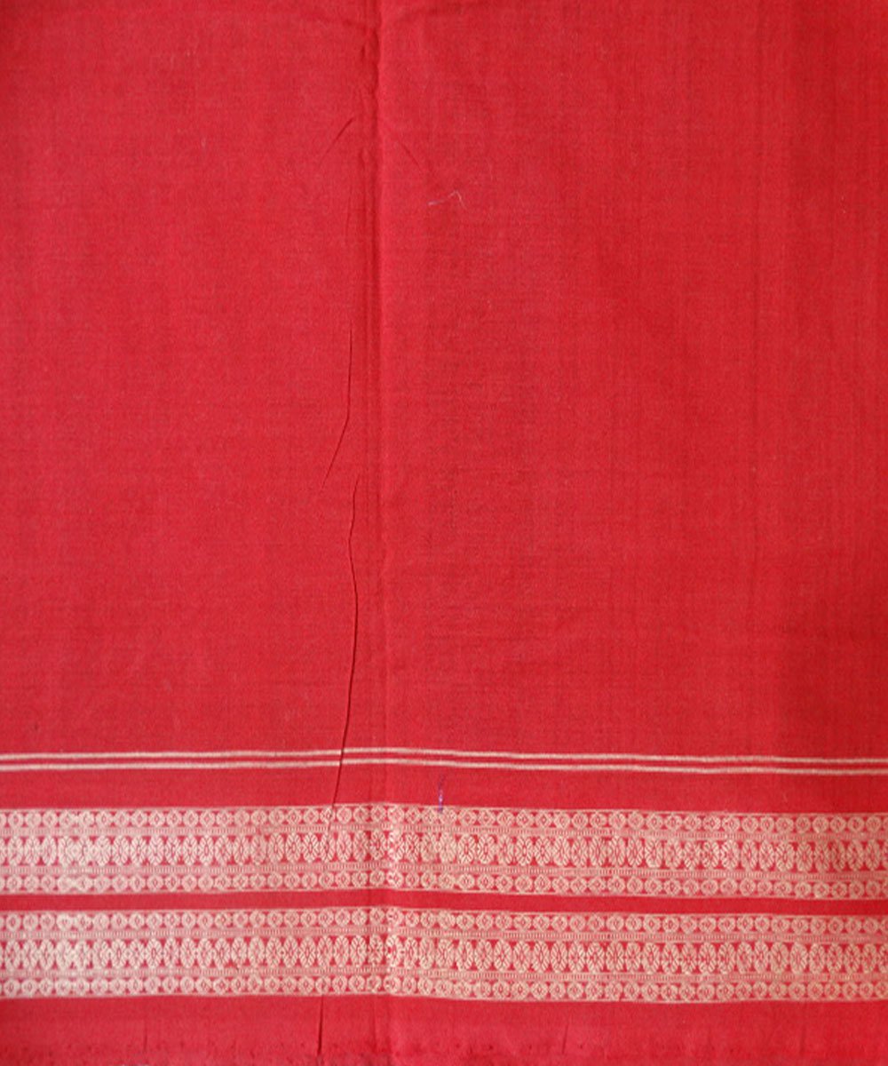 Black Dark Red Ikat cotton saree