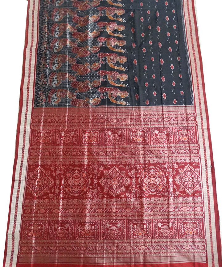 Black traditional ikat silk saree