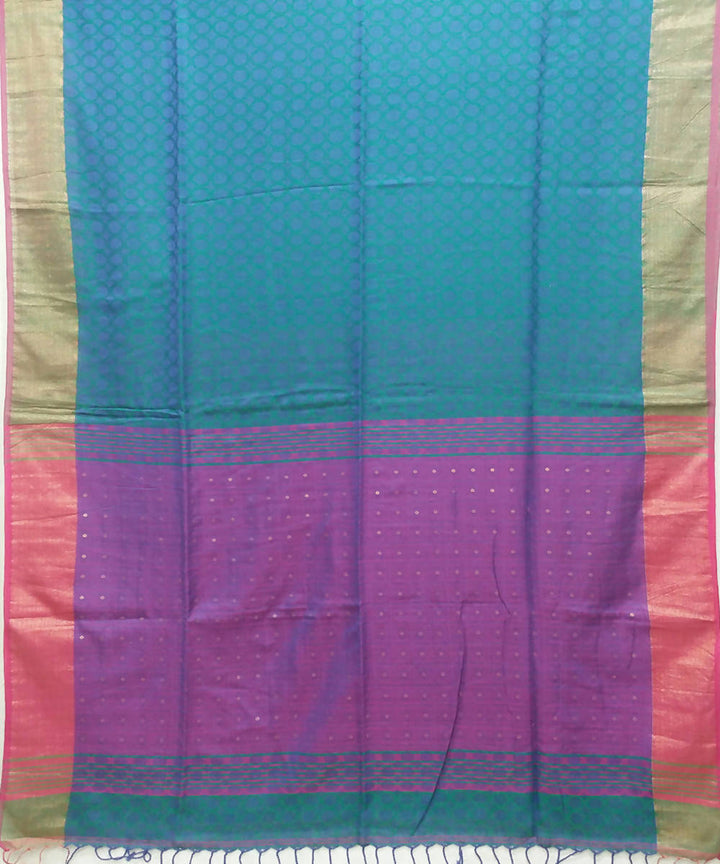 Handwoven bengal cotton deep blue saree
