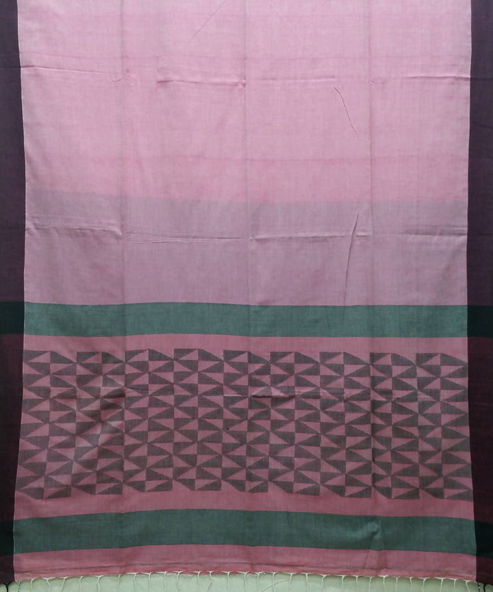 Bengal handspun handloom light pink cotton saree
