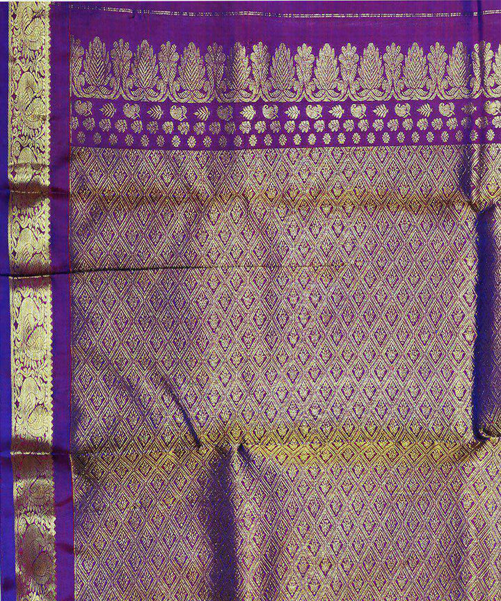 Double shaded blue purple handloom kanchi silk saree