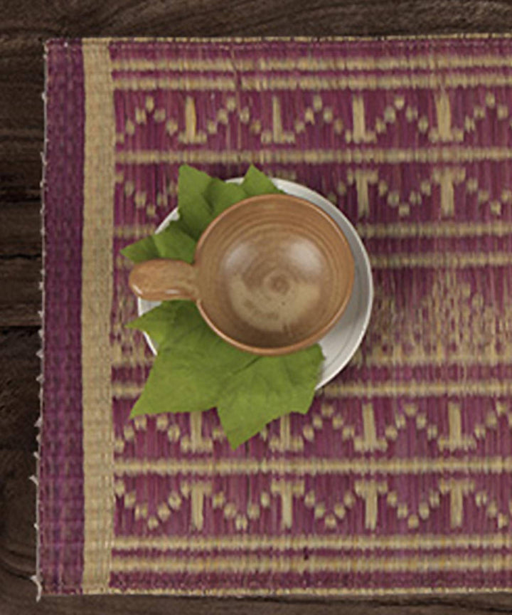 Magenta beige handmade sabai grass table mat set of 6