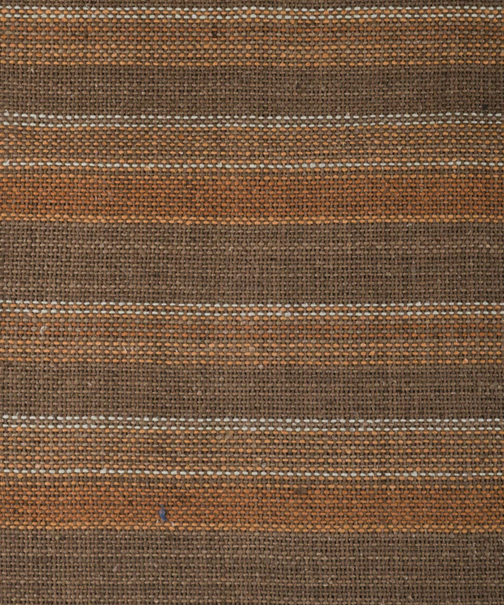 Brown handwoven cotton striped upholstery fabric