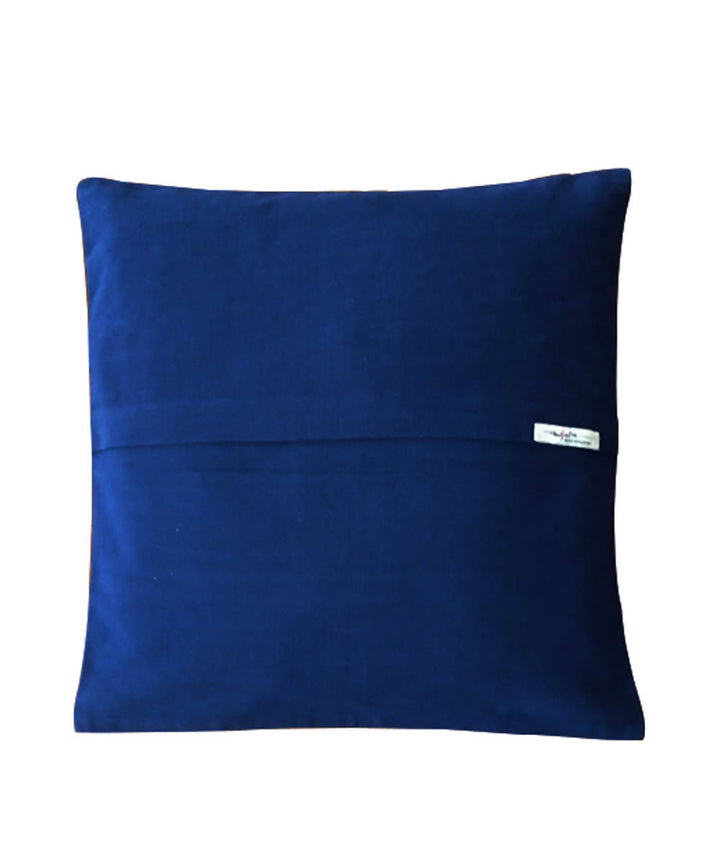 Blue kharak hand embroidery cotton cushion cover