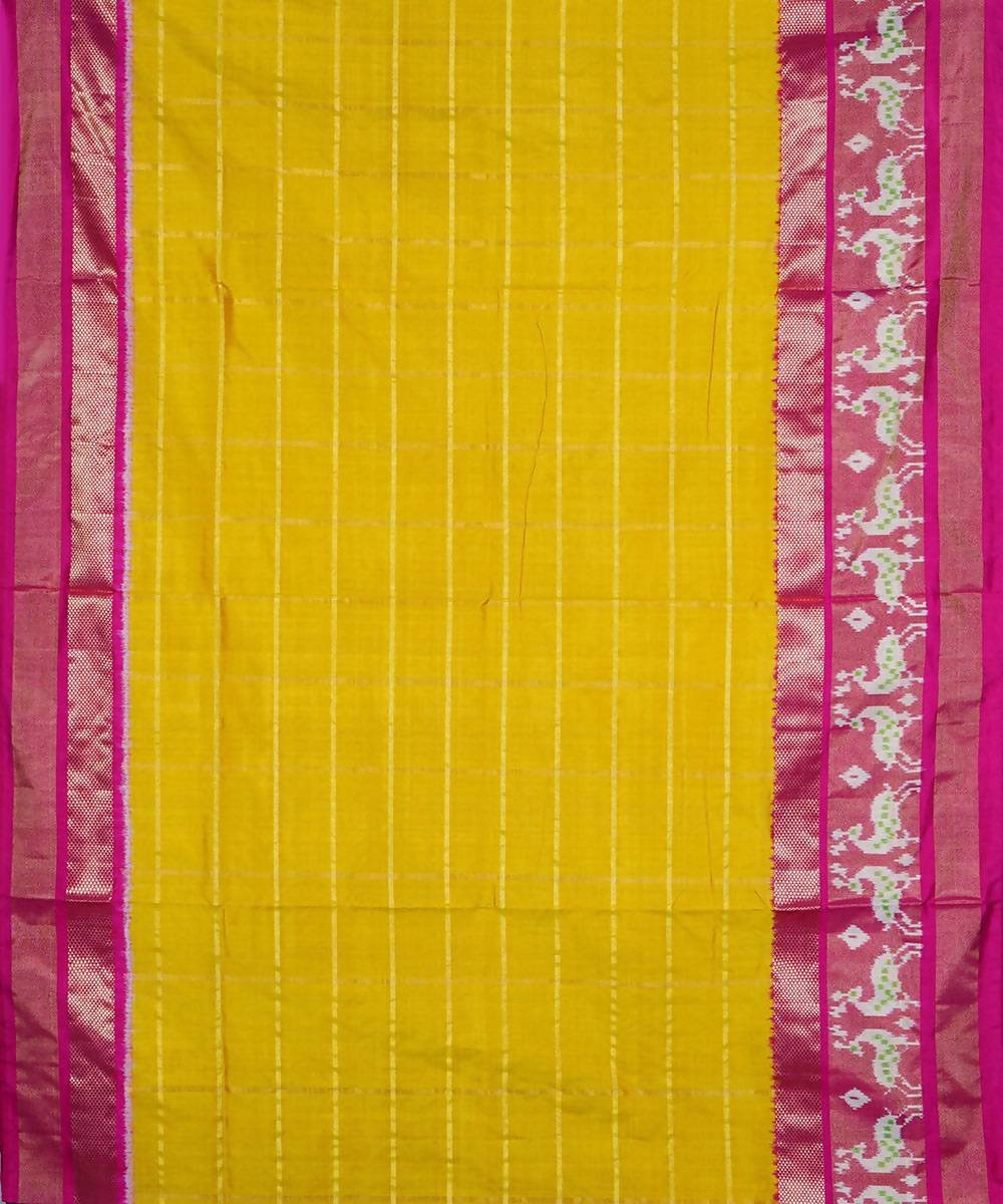 Handloom mustard yellow ikat silk pochampally saree