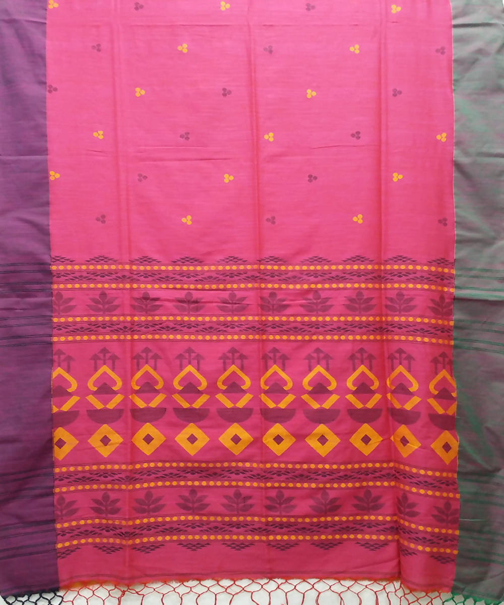 Pink Bengal Cotton Handwoven Saree