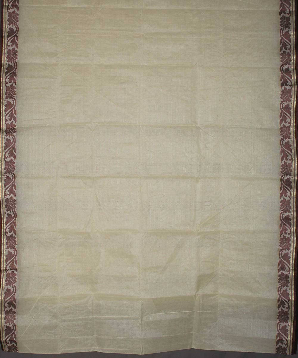 Off white handwoven cotton tant saree