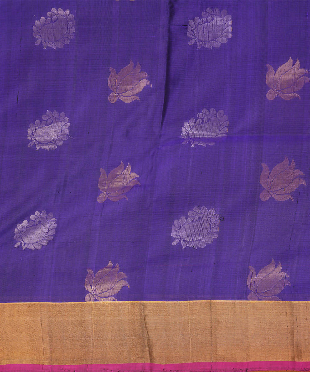 Blue Pink Handwoven Uppada Silk Saree