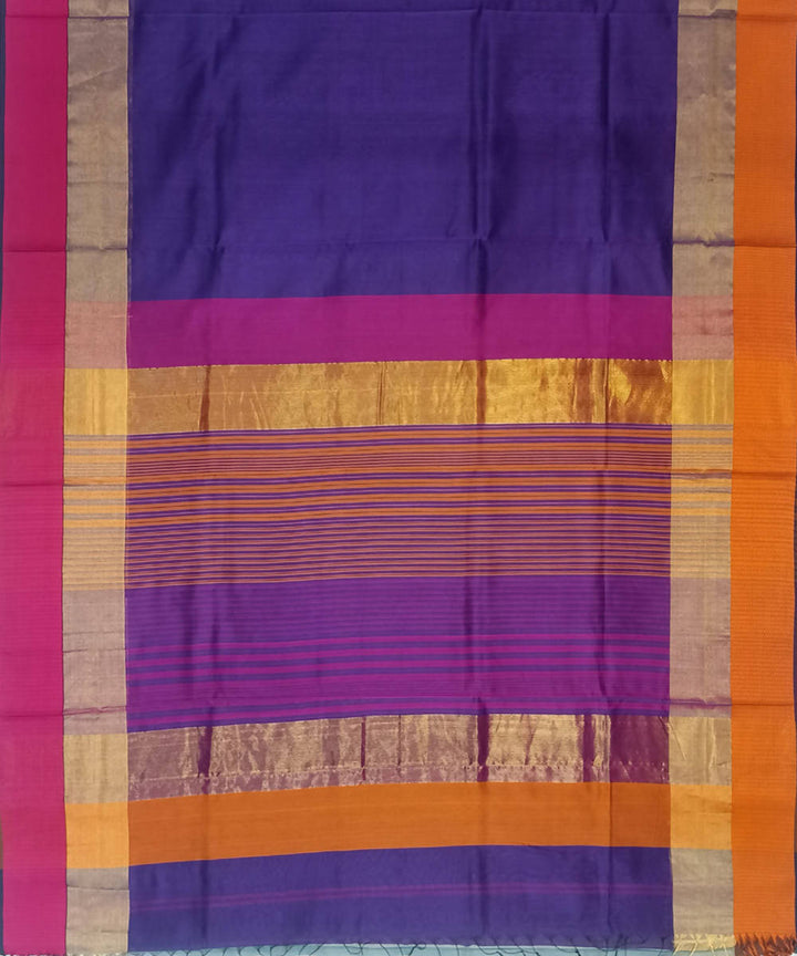 Maheshwari Blue Handloom Cotton Silk Saree