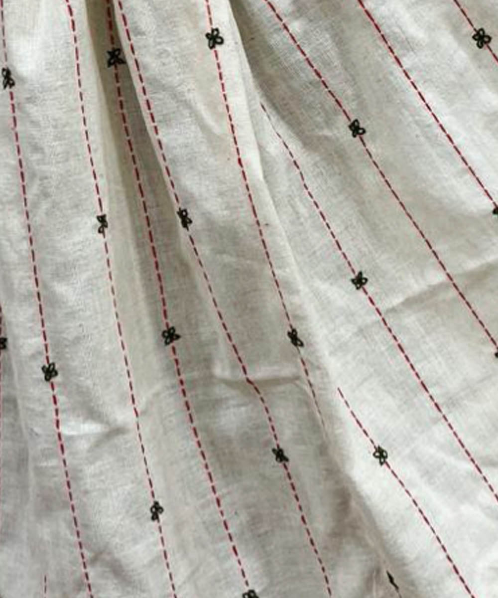 Off white handwoven hand embroidery cotton stole