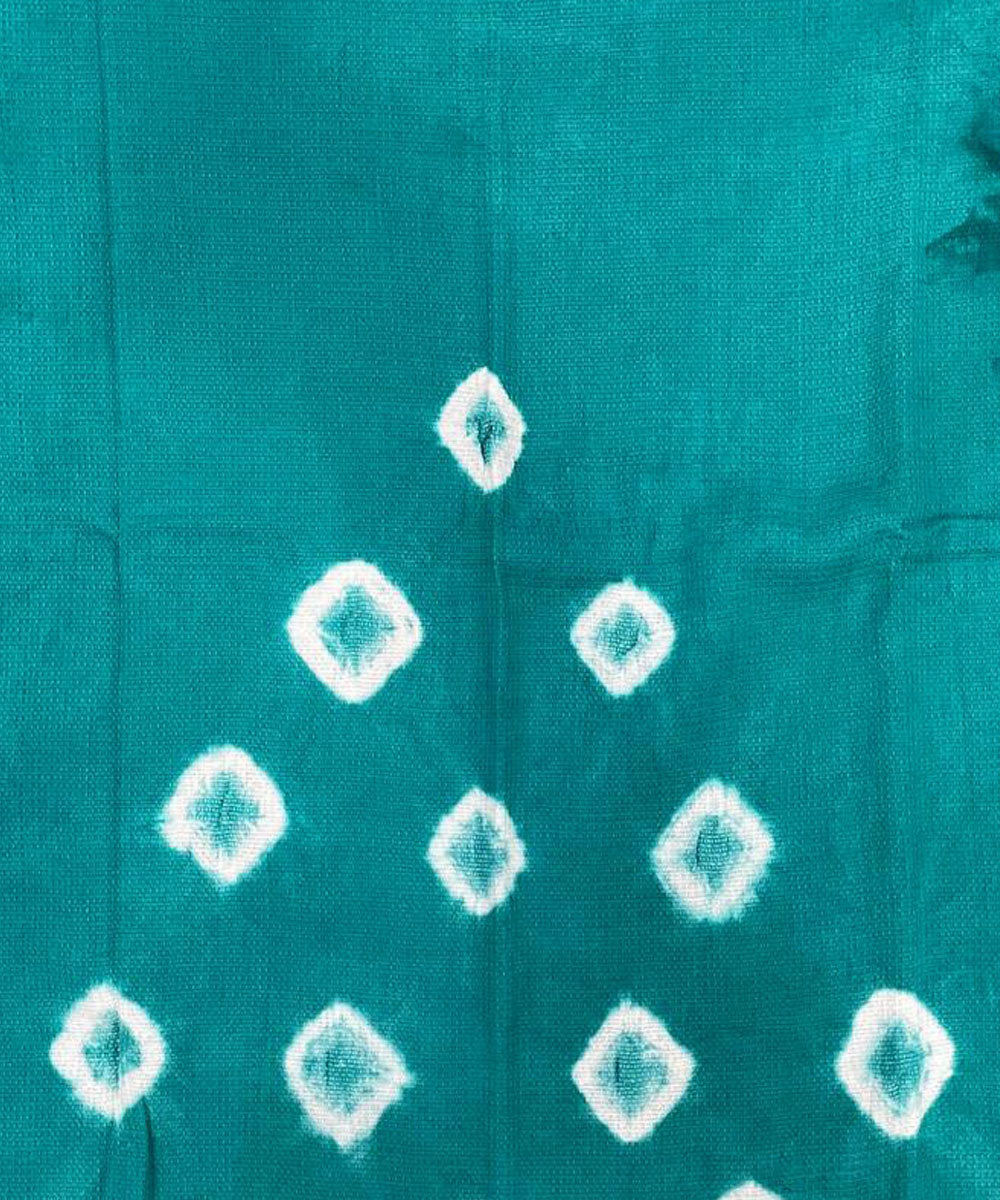 Teal green handwoven tie dye cotton waffle weave towel